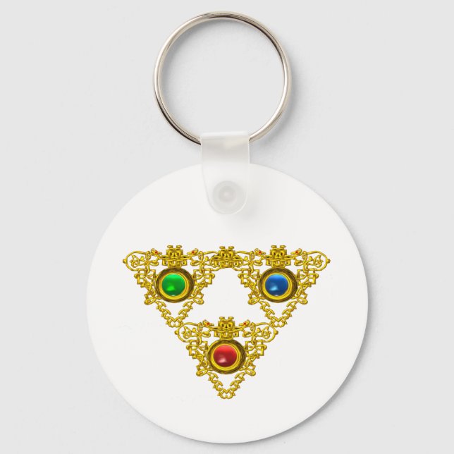 PORTE-CLÉS MAGIQUE ELFIC TALISMAN /GOLD TRIANGLE AVEC GEMSTON (Recto)