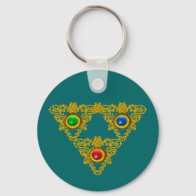 PORTE-CLÉS MAGIQUE ELFIC TALISMAN /GOLD TRIANGLE AVEC GEMSTON (Recto)