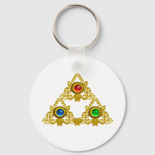 PORTE-CLÉS MAGIQUE ELFIC TALISMAN /GOLD TRIANGLE AVEC GEMSTON