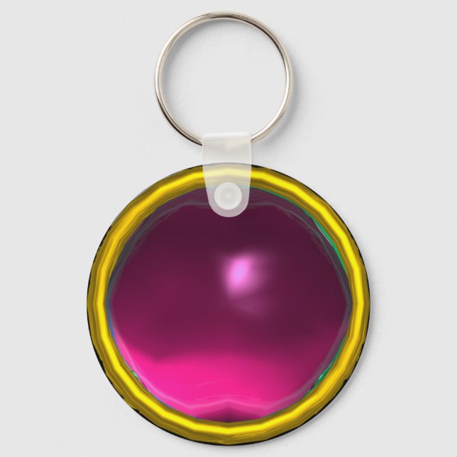 PORTE-CLÉS MAGIQUE PINK FUCHSIA AMÉTHYST GEM PIERRE (Recto)