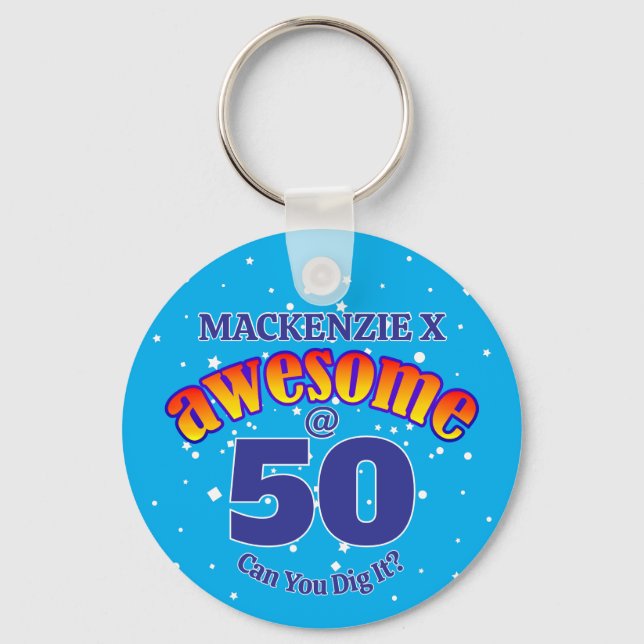 Porte-clés MAGNIFIQUE 50 BLEU CLAIR Anniversaire (Recto)