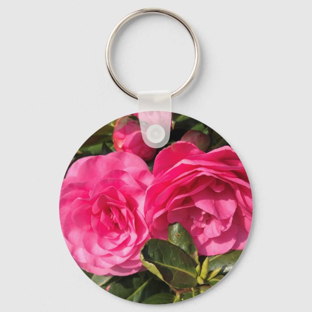Porte-clés Magnifique Camélia Rose (Recto)
