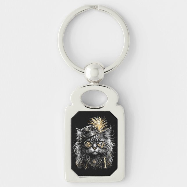 Porte-clés Magnifique chat Steampunk  (Devant)