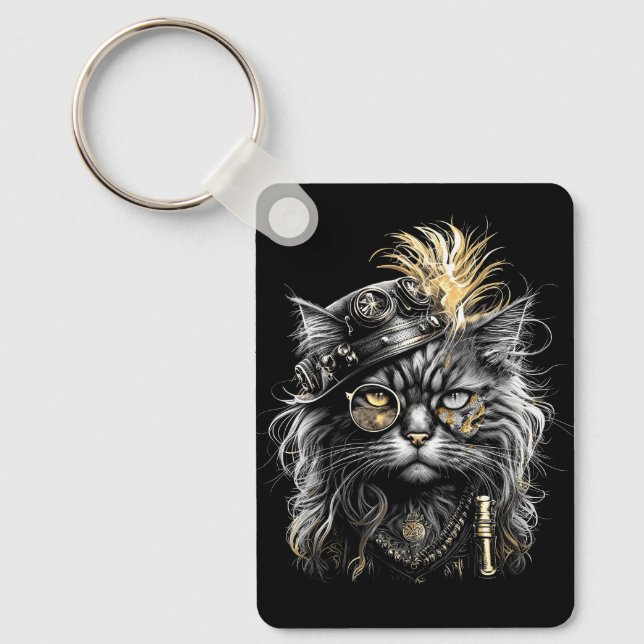 Porte-clés Magnifique chat Steampunk  (Recto)