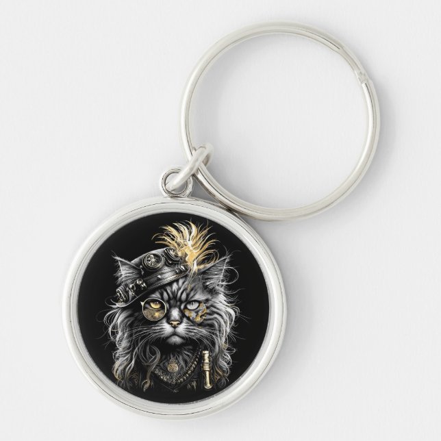 Porte-clés Magnifique chat Steampunk  (Devant)