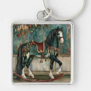 Porte-clés Magnifique cheval de Noël victorien