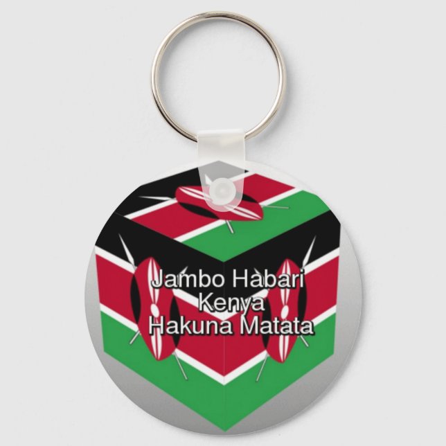 Porte-clés Magnifique Cube du Drapeau Kenyan avec Message  (Recto)