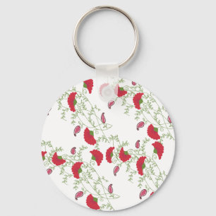 Porte-clés Magnifique jeté à motif floral rouge brodé