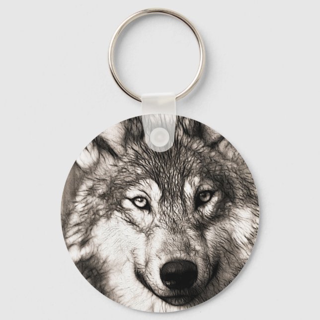 Porte-clés Magnifique loup visage photo accessoires d'impress (Recto)