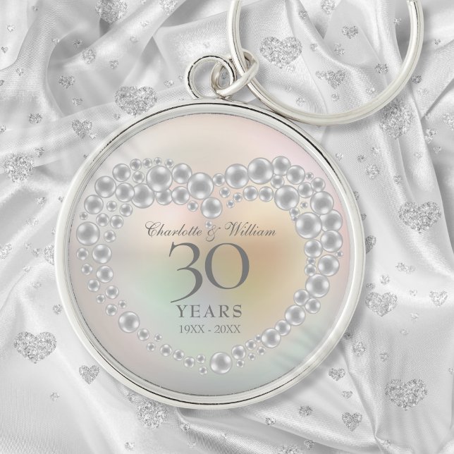 Porte-clés Magnifique perle 30e anniversaire de mariage (Beautiful Pearl 30th Wedding Anniversary Keychain)