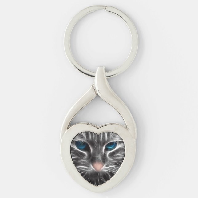 Porte-clés Magnifique visage de chat aux yeux bleus (Devant)