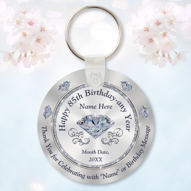 Porte-clés Magnifiques Faveurs de Fête d'Anniversaire Personn (Elegant Personalized, 85th birthday party favors. Wonderful, birthday party ideas for grandma, mom.)