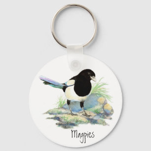 Porte-clés Magpie - Aquarelle Oiseau