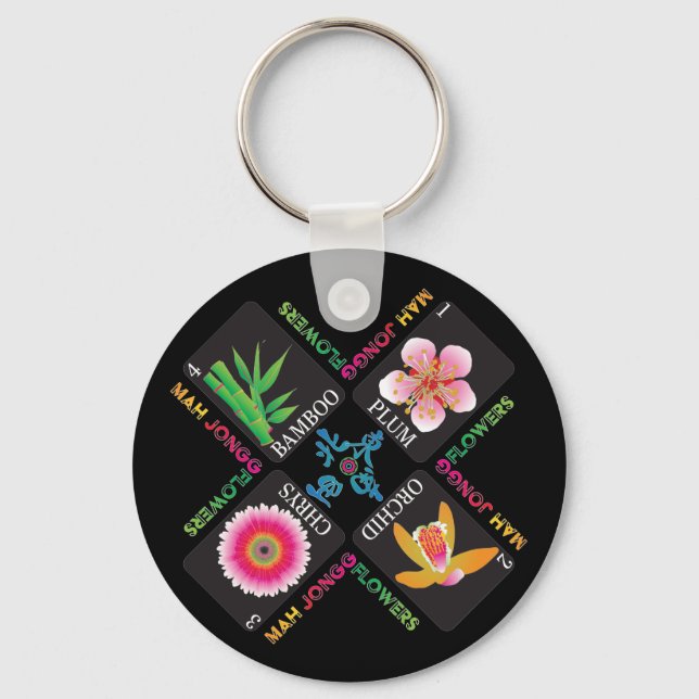 Porte-clés Mah Jongg 4 Fleurs Porte - clé (Recto)