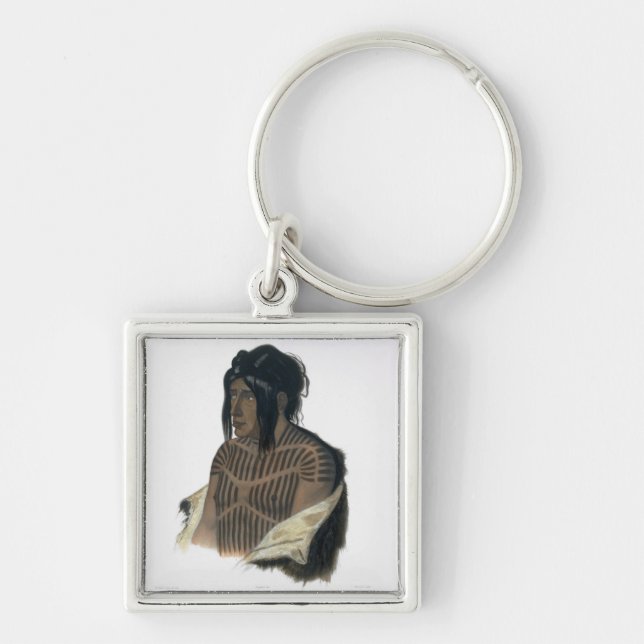 Porte-clés Mahsette-Kuiuab, chef des Indiens de Cree, plat (Devant)
