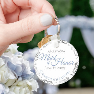 Porte-clés Maid of Honor Mariage Cadeau clair bleu et gris de