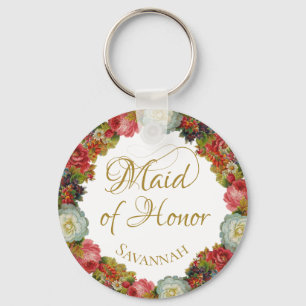 Porte-clés Maid of Honor Wedding Favor Flowers d'automne