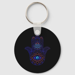 Porte-clés Main de Hamsa Bleu Œil Mauvaise Yoga - Symbole Spi