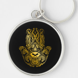 Porte-clés Main de Hamsa dorée Amulette arabe