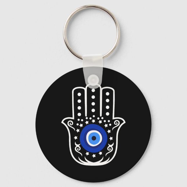 Porte-clés Main de Hamsa Fatima Oeil de Tigre Turc Protection (Recto)