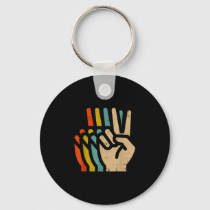 Porte-clés Main de la paix Couleurs Rétro Vintage 70s Hipe Ho
