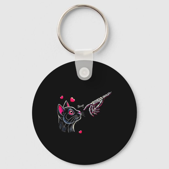 Porte-clés Main de squelette de chat noir Boop Saint-Valentin (Recto)