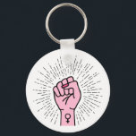Porte-clés Main féministe avec symbole féminin<br><div class="desc">Lutter main dans la main avec le symbole féminin,  signe féministe,  féminisme,  lutte pour l'égalité des sexes,  design pour t-shirts,  chemises,  sacs,  tasses,  autocollants</div>