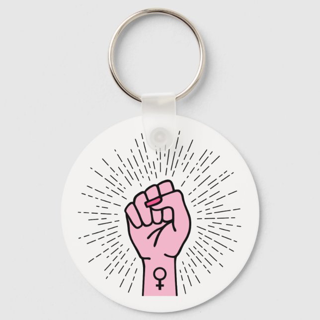 Porte-clés Main féministe avec symbole féminin (Recto)