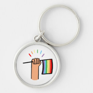 Porte-clés Main tirée à la main avec un drapeau arc-en-ciel