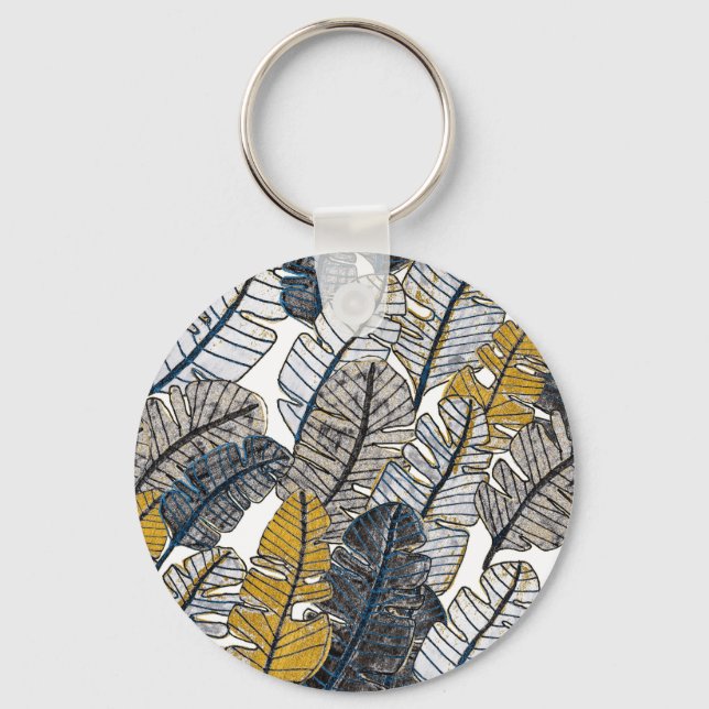 Porte-clés Main tirée : Feuilles tropicaux (Recto)