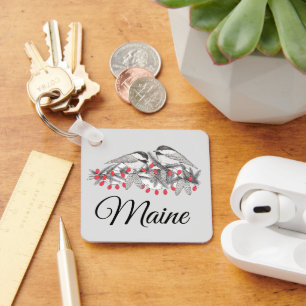 Porte-clés Maine Chickadee Bird hiver Noël Vacances Neige