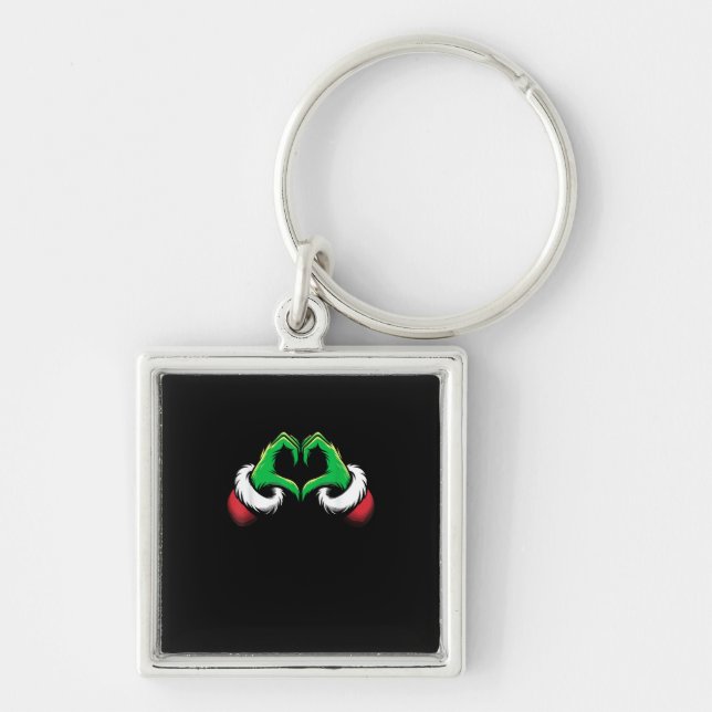 Porte-clés Mains de coeur amusantes Noël (Devant)