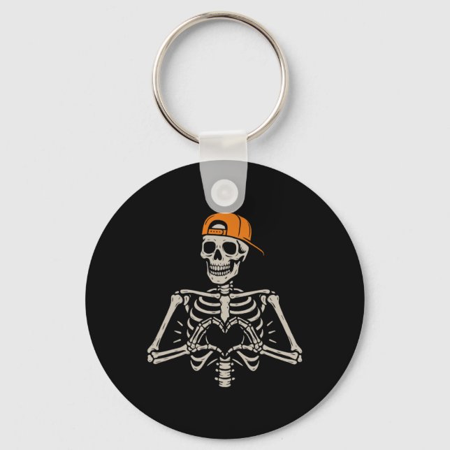 Porte-clés Mains de pose de cœur de squelette Halloween Amour (Recto)