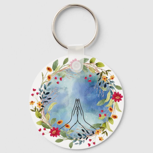 Porte-clés Mains en prière Aquarelle (Recto)