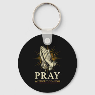 Porte-clés Mains en prière Jésus Croix Rosaire Foi Dévotion P