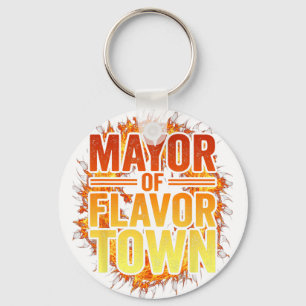 Porte-clés Maire de Flavortown Bienvenue à Flavor Town Drôle