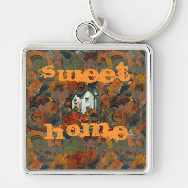 Porte-clés Maison Blanche et arbres d'automne (Devant)