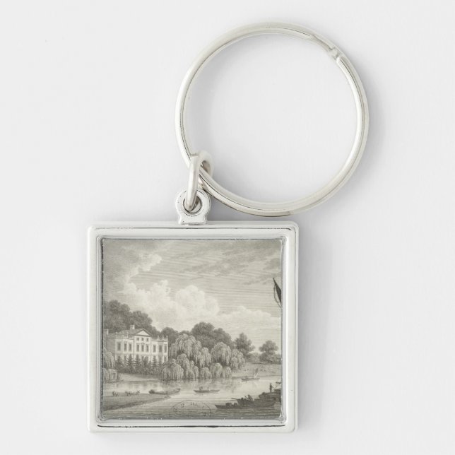 Porte-clés Maison de campagne avec le lac et les bateaux (Devant)