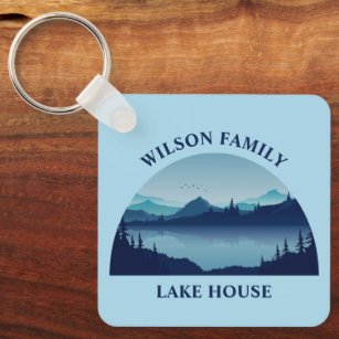 Porte-clés Maison de famille de Lake Custom House Bleu