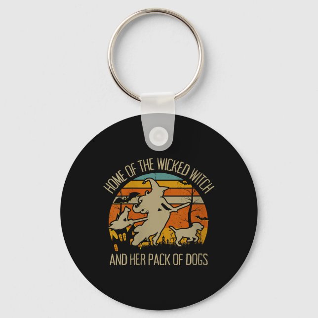 Porte-clés Maison de la sorcière méchante et meute de chiens  (Recto)