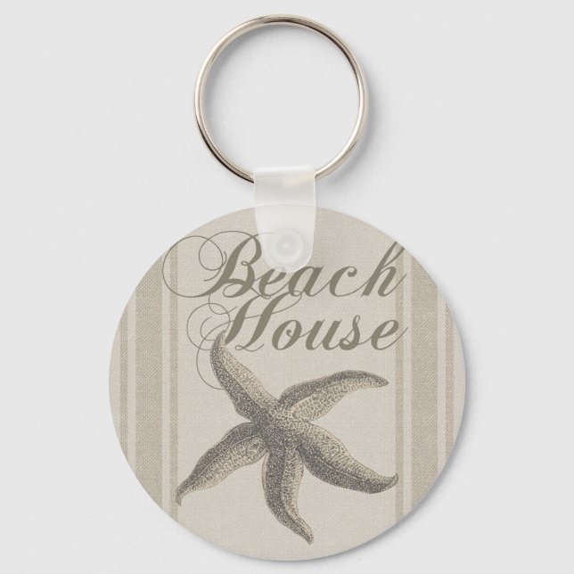 Porte-clés Maison de plage étoile de mer rivage (Recto)