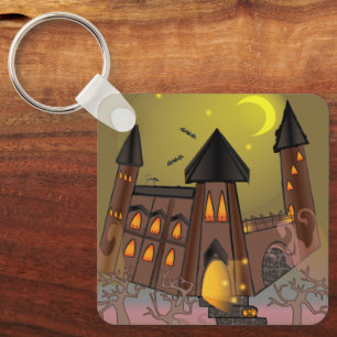Porte-clés Maison de sorcière éffrayante Halloween et château