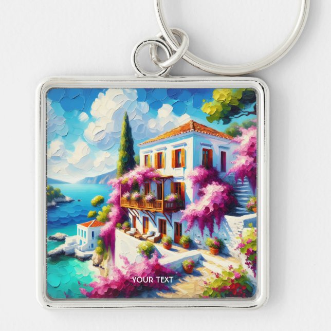 Porte-clés Maison de villa de mer mignonne fantastique (Devant)