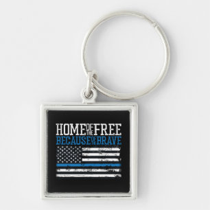 Porte-clés Maison des libres grâce aux braves Drapeau USA