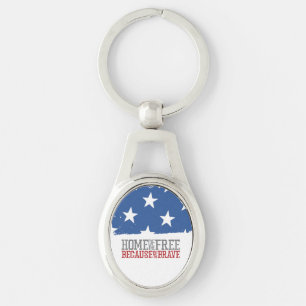 Porte-clés Maison des libres grâce aux braves Drapeau USA