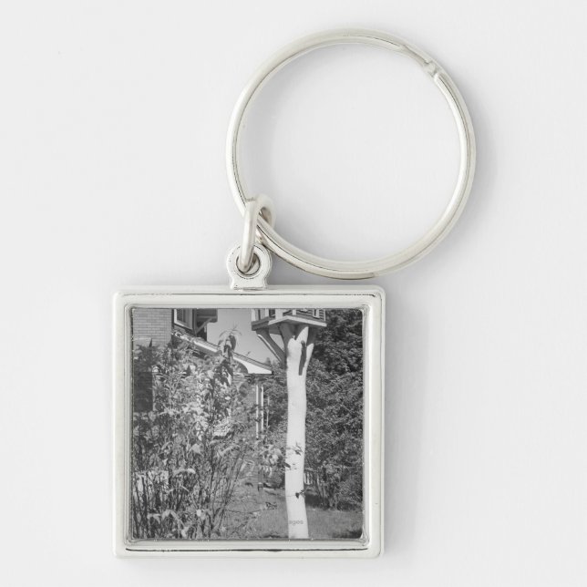 Porte-clés Maison d'oiseau dans le jardin (Devant)