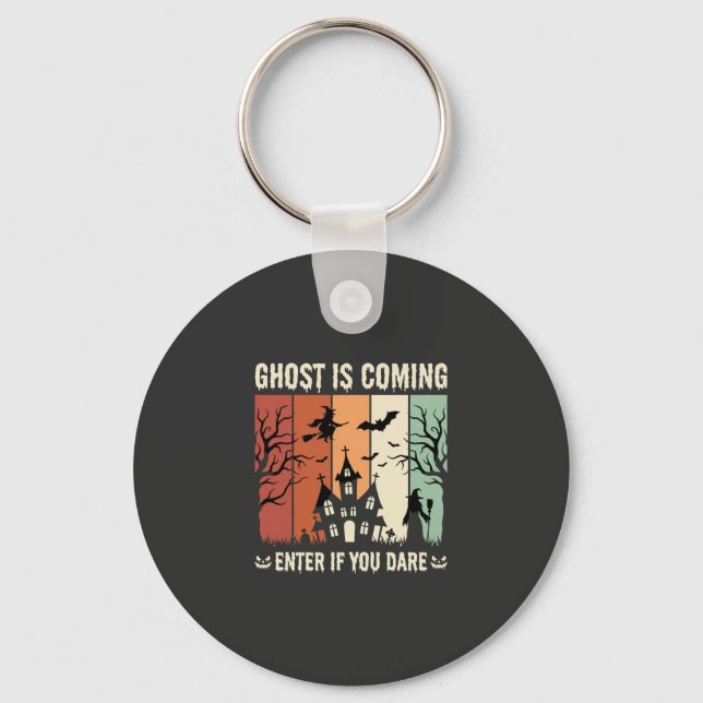 Porte-clés Maison Hantée Fantôme d'Halloween Arrive (Recto)