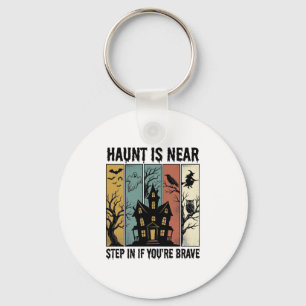 Porte-clés Maison Hantée Halloween Gravure Vintage Épouvantab