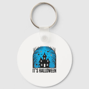Porte-clés Maison Hantée Halloween Lune Gravure Vintage Dessi