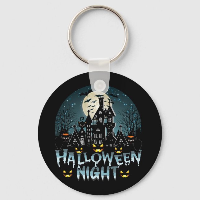 Porte-clés Maison hantée, Soirée d'Halloween effrayante (Recto)